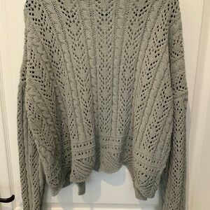 SAGE GREEN SZ XL CROCHET SWEATER LONG SLEEVES